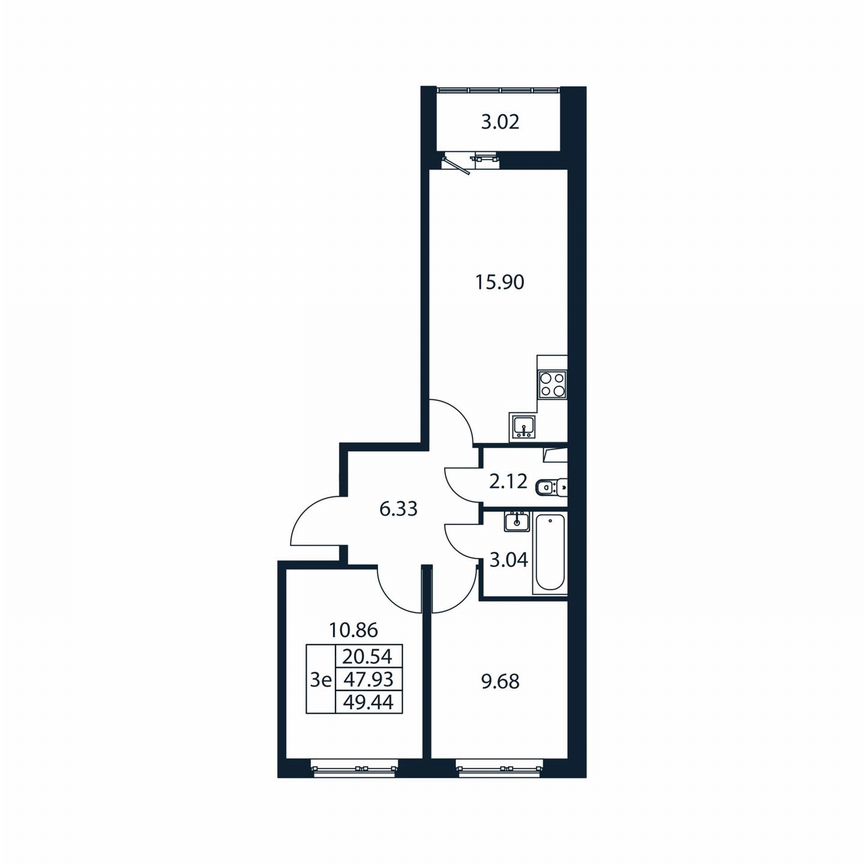 3-к. квартира, 51 м², 2/12 эт.
