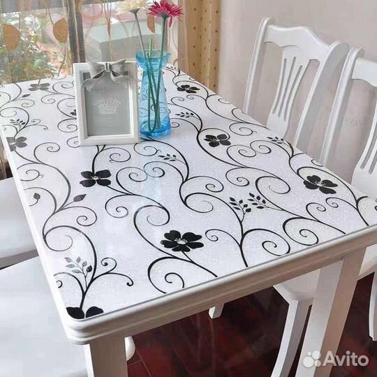 Плёнка скатерть стекло гибкое узор на стол