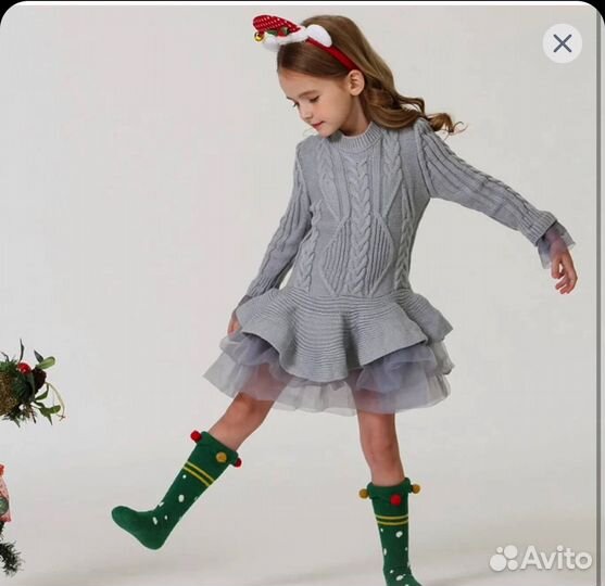 Новое нарядное вязанное платье/ кофта 104-110