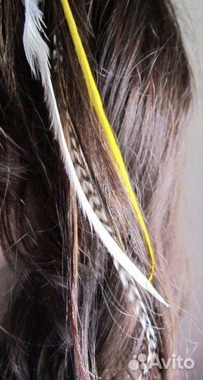 Наращивание перьев в волосы/ перья петуха гризли