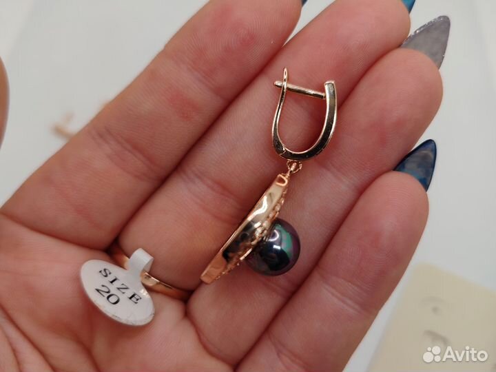 Шикарный набор, чёрный жемчуг, 20р