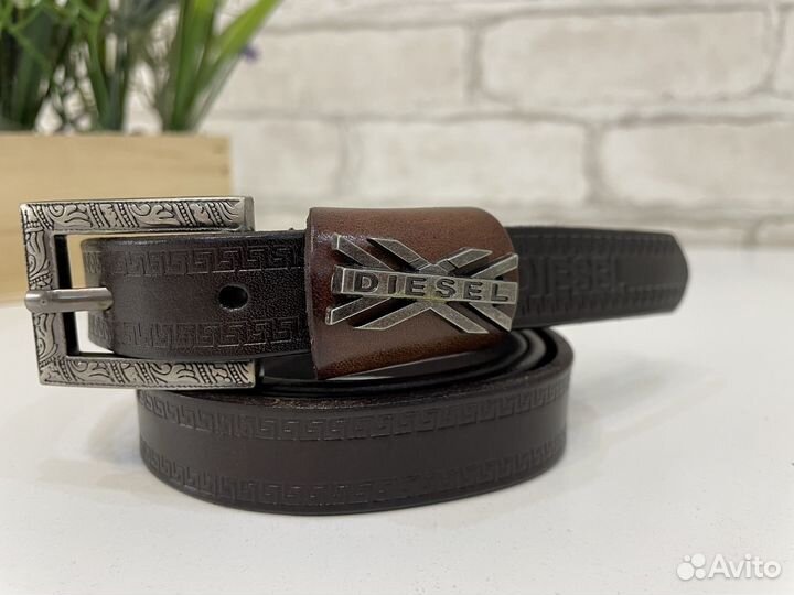 Ремень женский кожаный коричневый