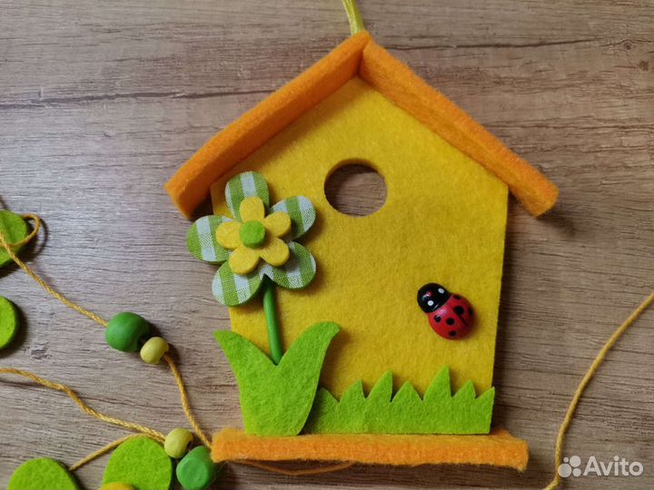 Милый декор, фетр,цветочки,домик. Цена за всё
