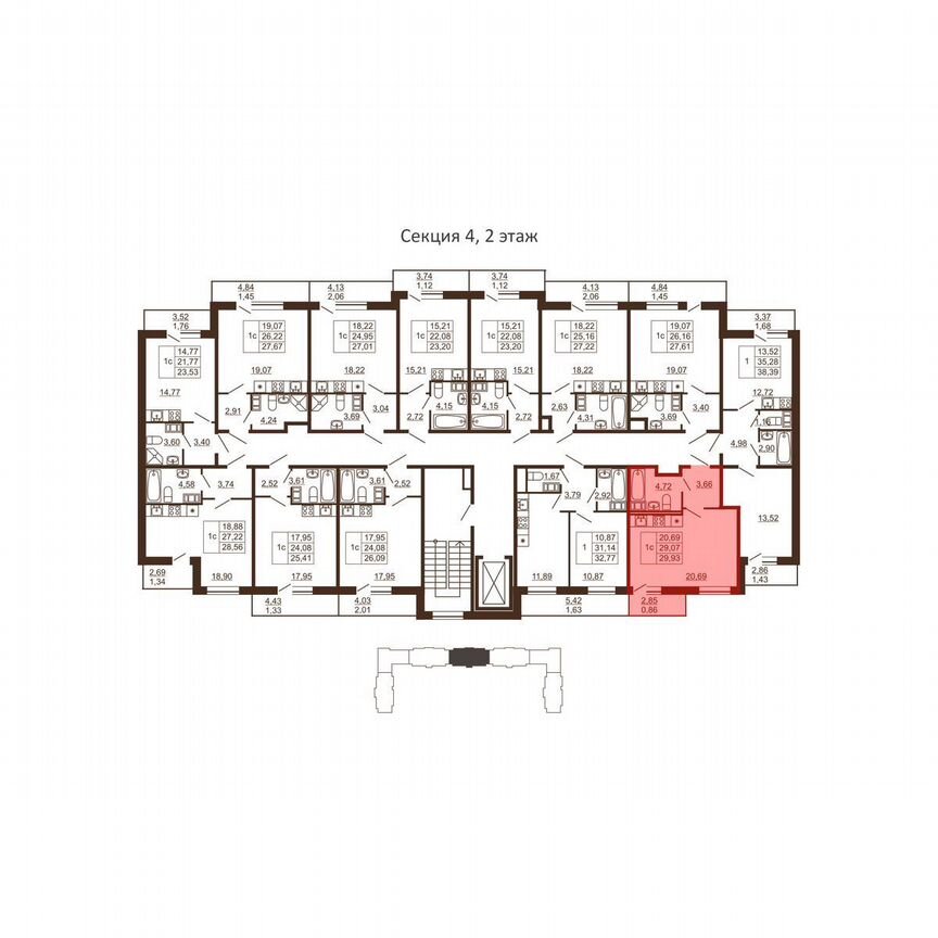 Квартира-студия, 29,9 м², 3/6 эт.