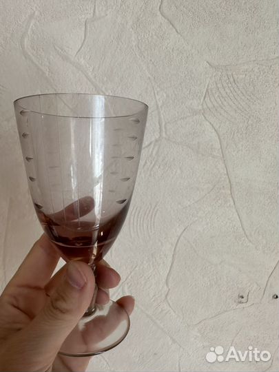 2 набора фужеров и стакан из цветного стекла СССР