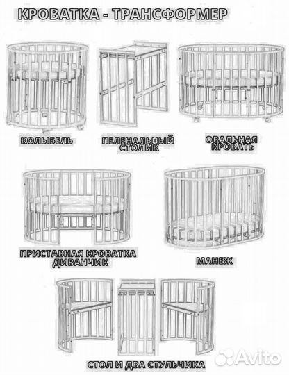 Кроватка трансформер круглая