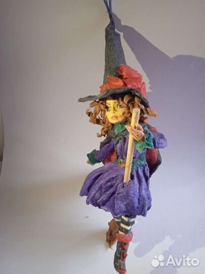 Ведьма. Ватная игрушка на подвесе