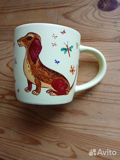 Кружка с таксами, ручная роспись