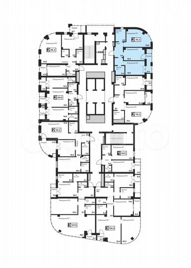 2-к. апартаменты, 76,2 м², 19/31 эт.