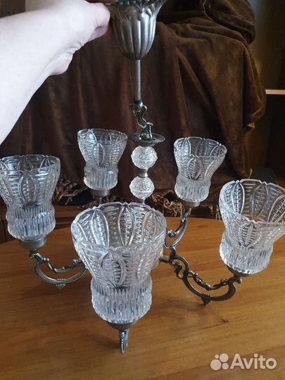 Хрустальная хромированная люстра СССР