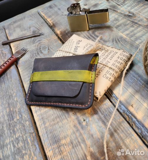 Мини кошелек -картхолдер из натуральной кожи