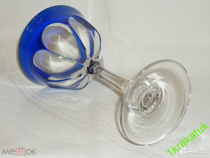 Бокал, фужер. Lady Hamilton,синее стекло. Мозер