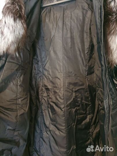 Пуховик зимний кожаный с капюшоном