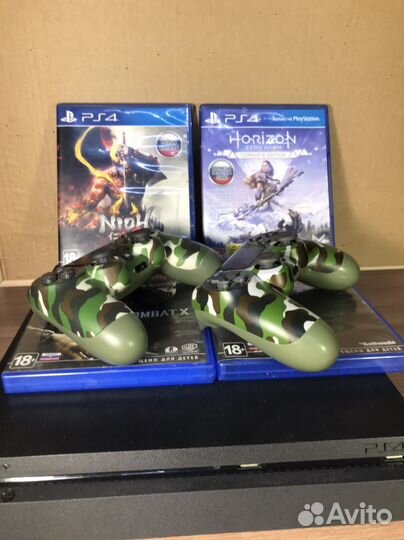 Sony playstation 4 slim 1tb 2 геймпада + игры