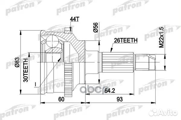 ШРУС наружн к-кт 26x56x30 ABS:44T mazda: 323 C