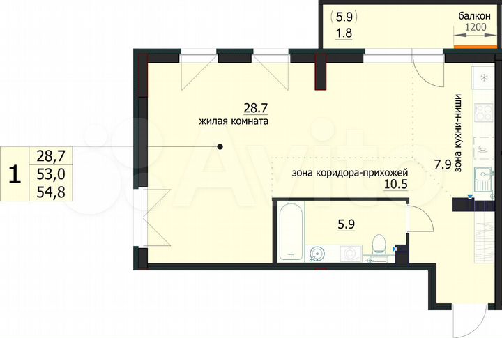 1-к. квартира, 39 м², 11/12 эт.
