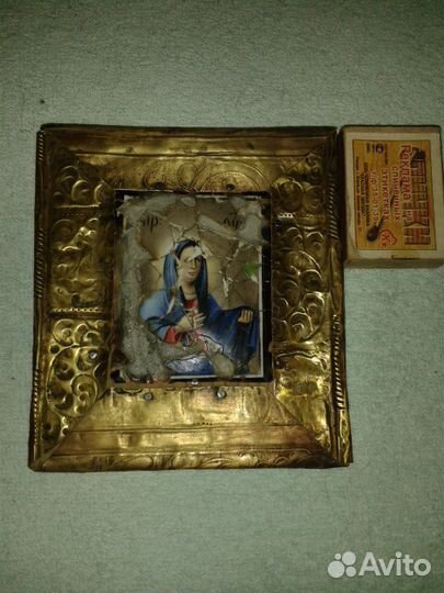 Эмаль-финифть+ оклад бронза(икона ) на дереве