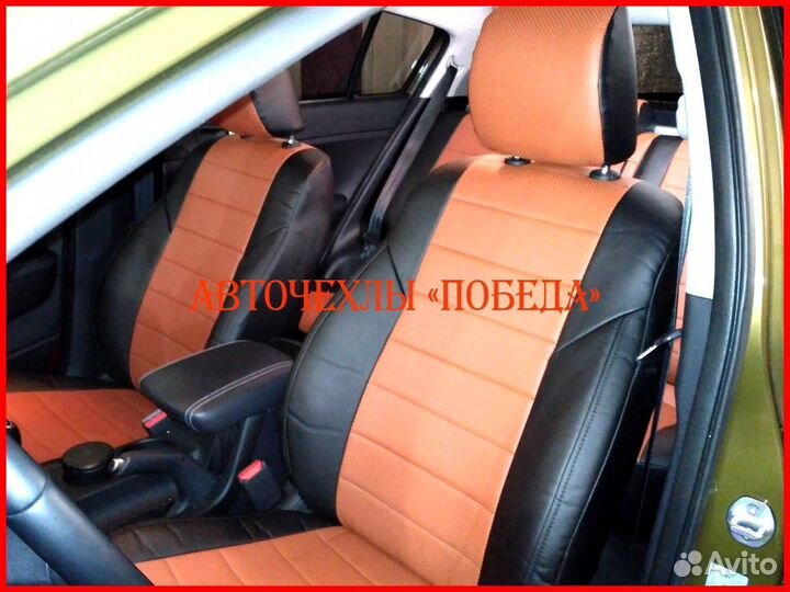 Чехлы Kia Sportage 5 из экокожи чёрно-коричневые