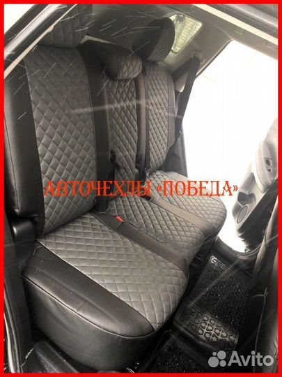 Чехлы Nissan X-Trail T32 из экокожи чёрно-серые