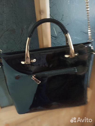 Сумка черный лак с 3D фото эксклюзив