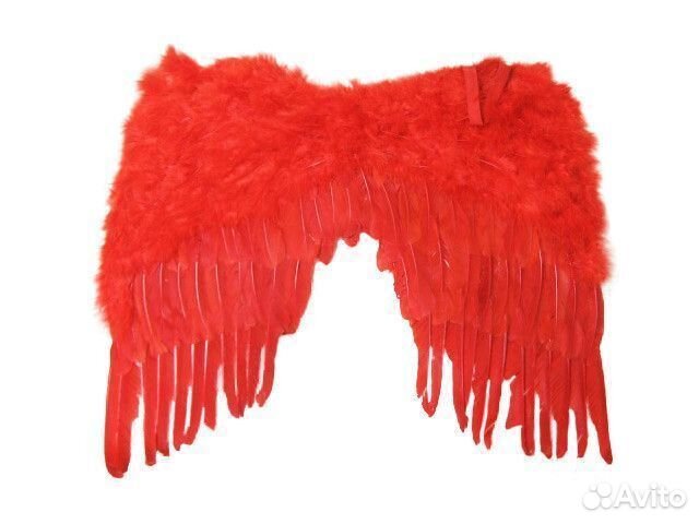 Крылья перьевые красные, (перья, картон, резинка)