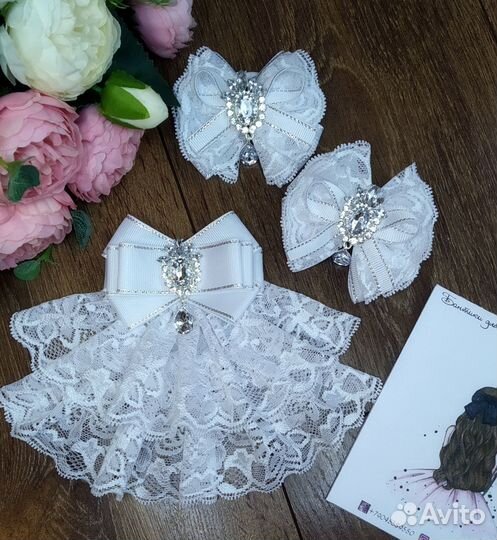 Набор бантиков и галстук брошь, жабо для школьницы