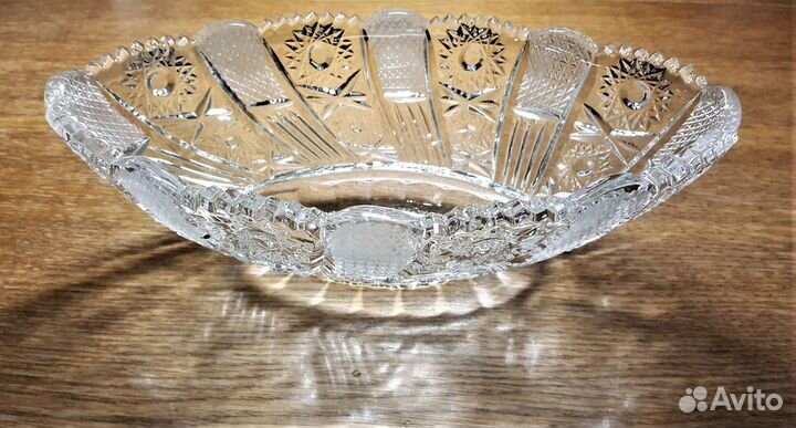 Ваза салатник ладья хрустальная большая СССР