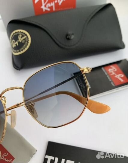 Солнезащитные очки ray ban hexagonal голубые