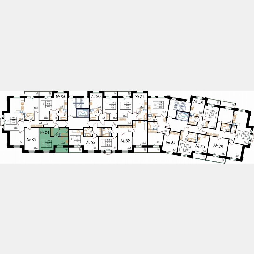 Квартира-студия, 34,5 м², 8/8 эт.