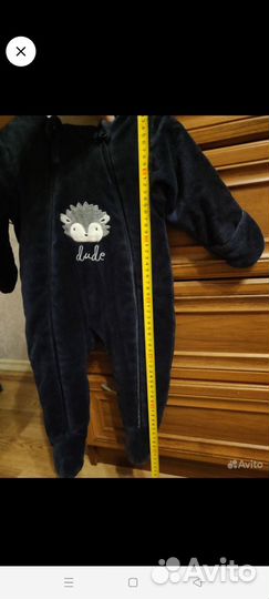 Велюровый комбинезон с капюшоном 74 р-р