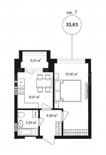 1-к. квартира, 35,7 м², 2/4 эт.