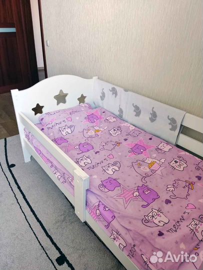 Кроватка от 2х лет берёза сингл высокий борт