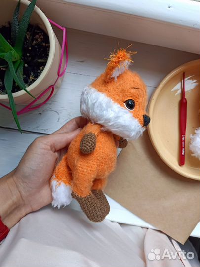 Мягкие игрушки/Лисёнок вязаный/Ручная работа