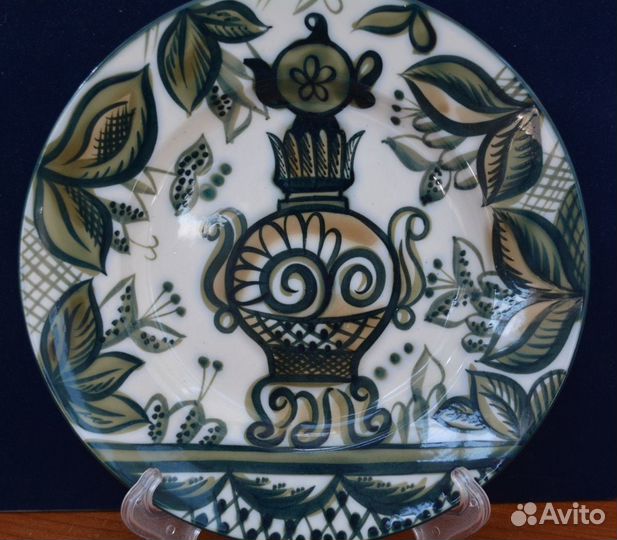 Настенная фарфоровая тарелка- самовар. лфз