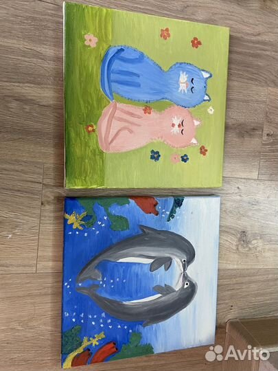 Картины маслом, рисовал ребенок