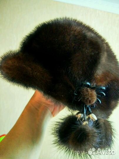 Шапка норковая махагон