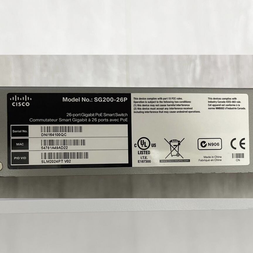 [POE] Коммутатор Cisco Sg200-26p Slm2024pt V02 Poe