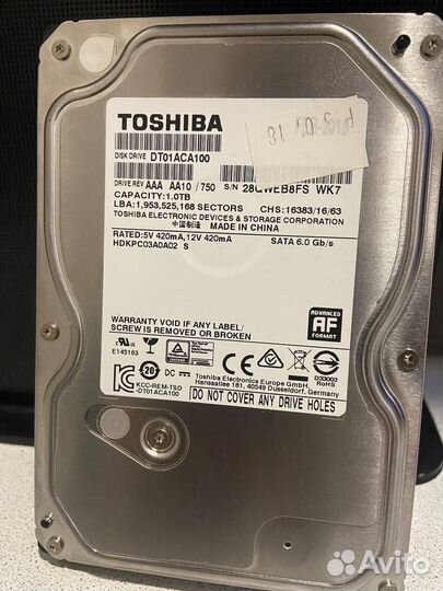 Жесткий диск Toshiba 1 тб DT01ACA100
