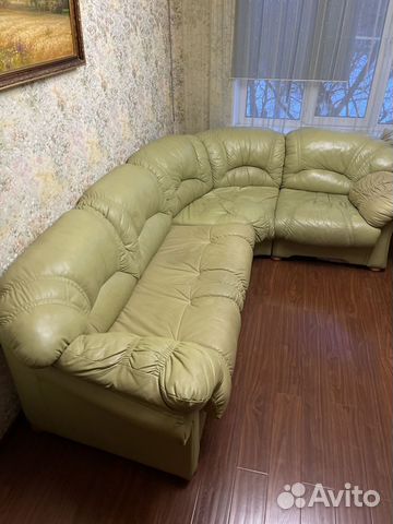 Угловой кожаный диван из натуральной кожи , ширина 280, глубина 210 ...