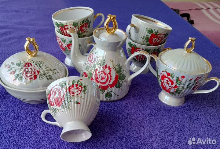 Сервиз чайный перламутровый СССР некомплект, бу