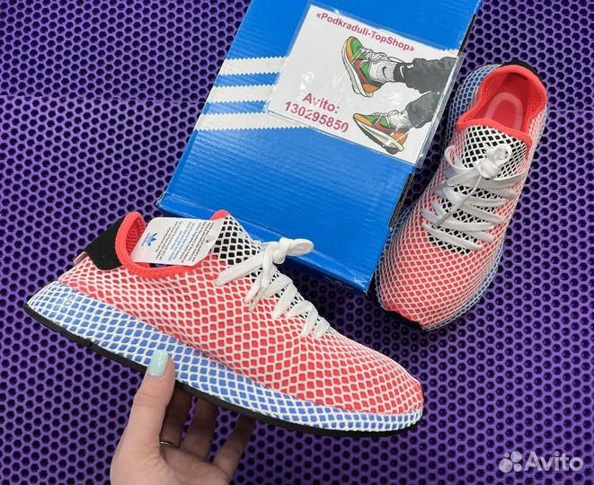 Adidas Deerupt Red Blue р.43-47 лето