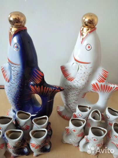 Набор,штоф СССР Рыбка,сервиз чайный,тарелки