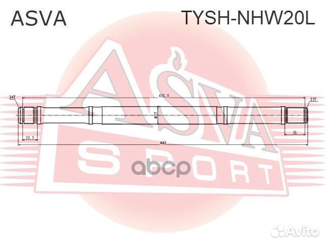 Полуось левая asva tyshnhw20L tyshnhw20L asva