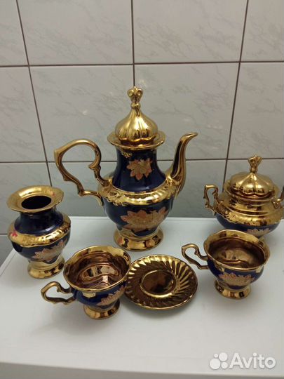 Чайный набор кобальт с позолотой