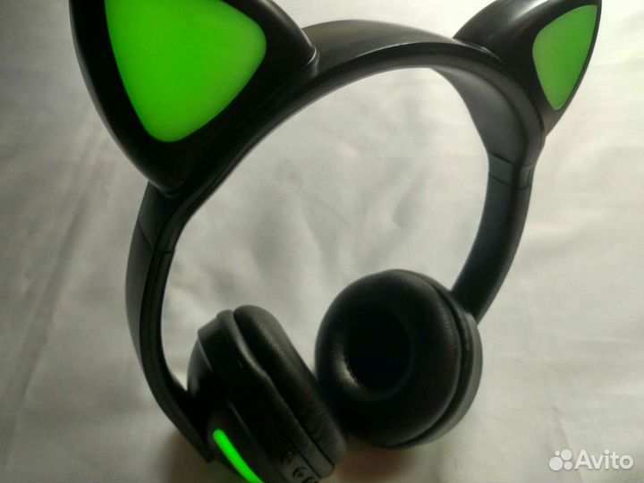 Беспроводные топовые наушник с ушами RGB подсветка