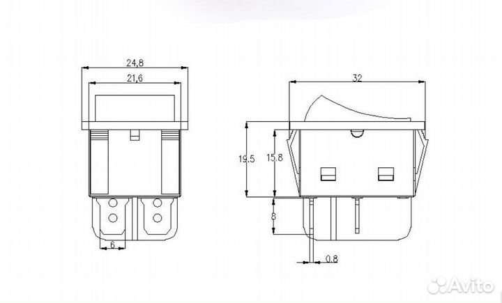 Выключатель ET KCD4-R красный с подсветкой