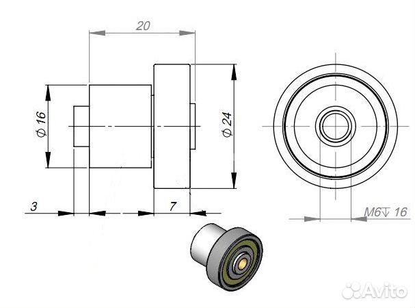 Ролик крыши прицепа 24mm