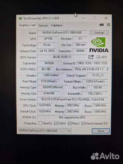 Palit gtx 1060 6 gb super Jetstream