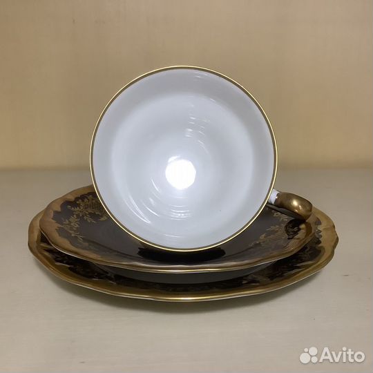 Чайная тройка, кобальт, Weimar, Веймар, гдр