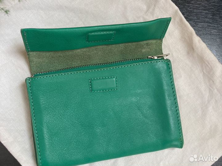 Новое портмоне Cos зеленый, нат. кожа